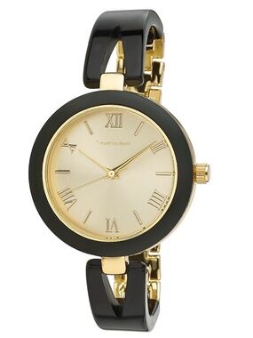NIB 💞 Laura Ashley - Black and Gold Women's Bracelet Watch MSRP $395